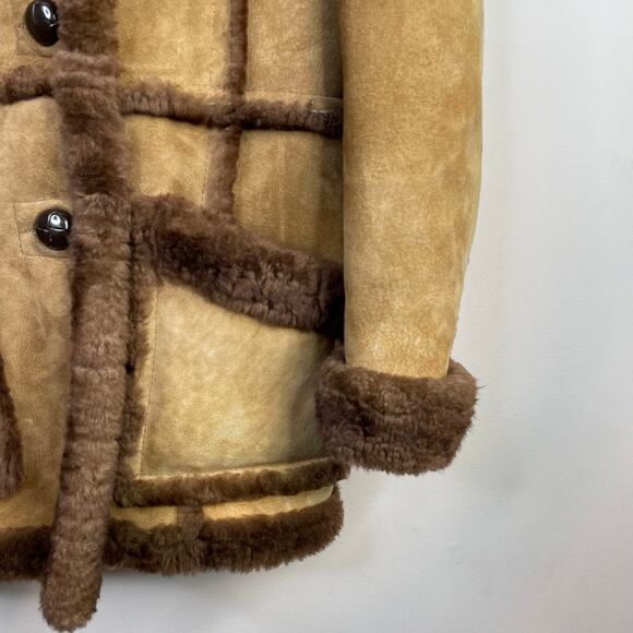 Vintage Bermans Sheepskin Leather Shearling Western Fargo Rancher Coat Women 12 - Picture 5 of 17